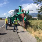 A SpiderPlow trencher, a piece of construction equipment